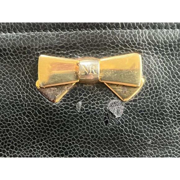 Vintage NINA RICCI Black Leather Shoulder Tote Handbag Bag   Women's Size Medium - Picture 11 of 12